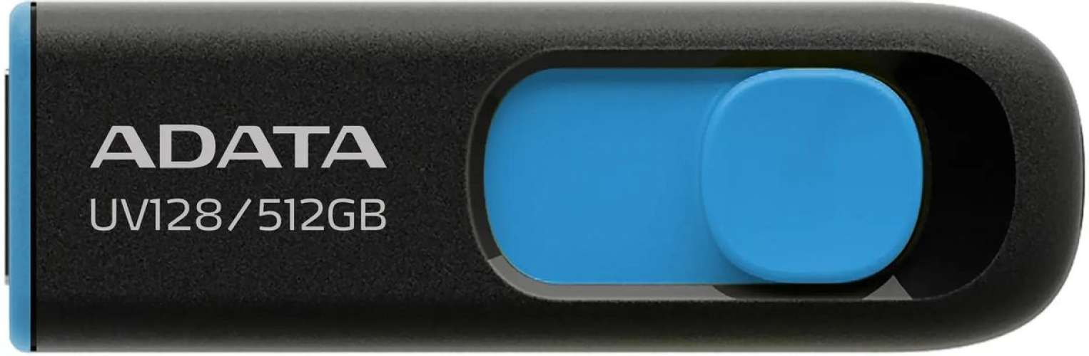 Флешка USB A-Data DashDrive UV128 512ГБ, USB3.0, черный и синий [auv128-512g-rbe]